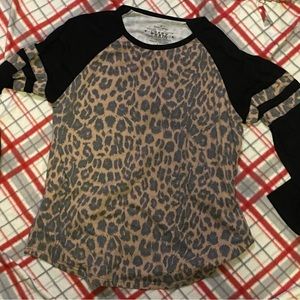 Crazy Train Long Sleeve Shirt Cheetah Print and Black